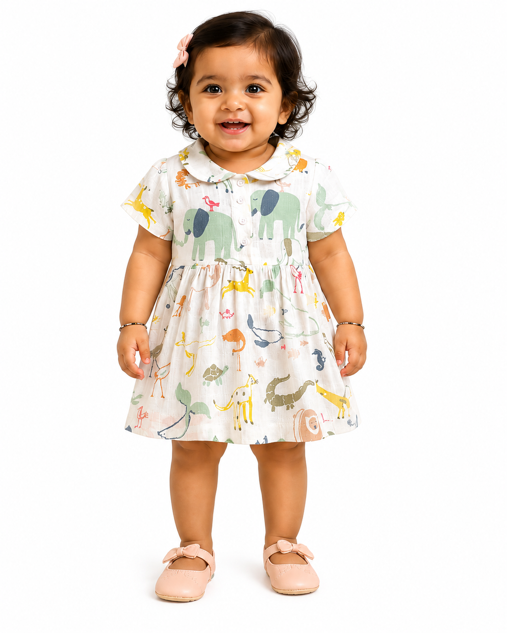 Animal Print Muslin Baby Girl Dress