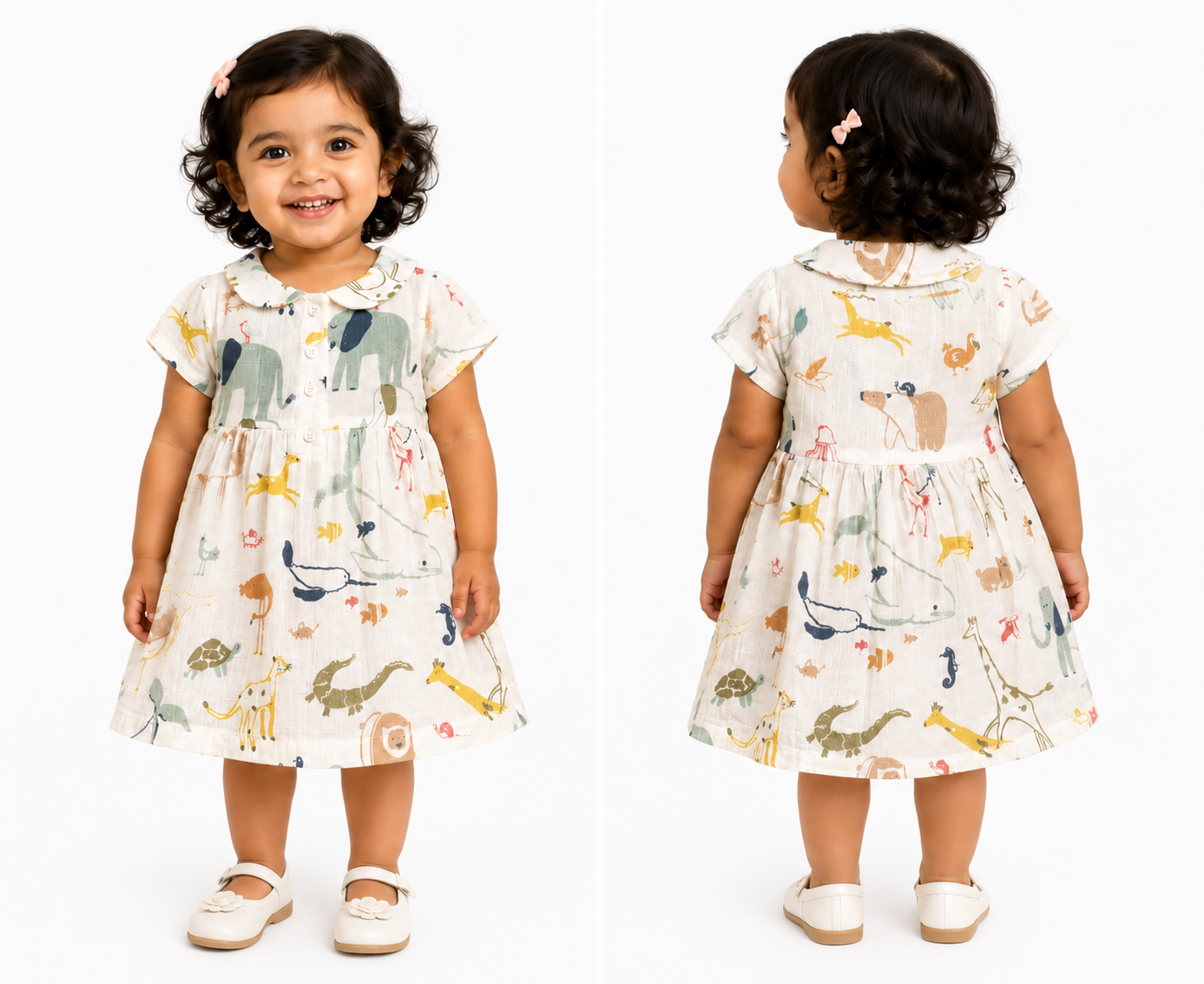 Animal Print Muslin Baby Girl Dress