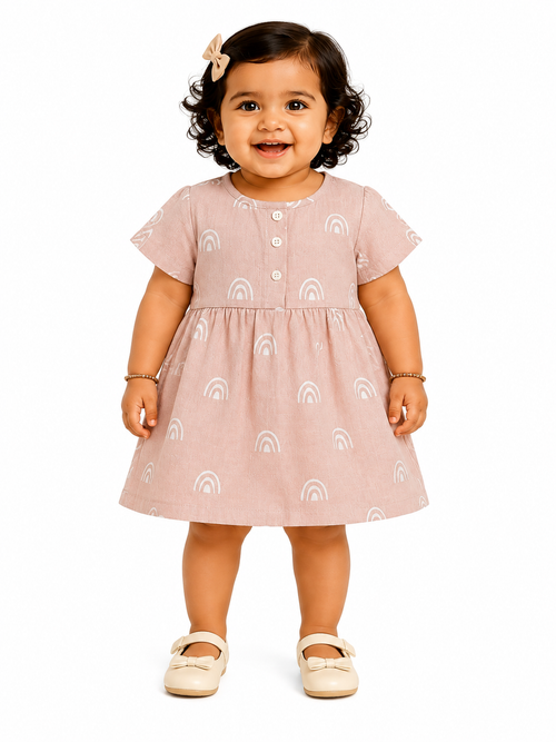 Bee Print Muslin Baby Dress For Girl Baby