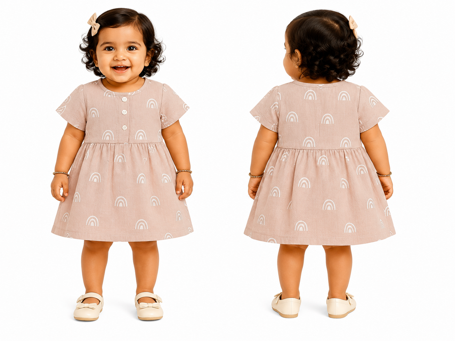 Bee Print Muslin Baby Dress For Girl Baby