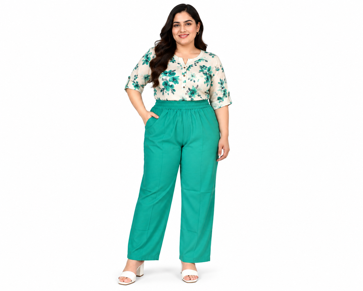 Premium Teal Straight-Leg Pant