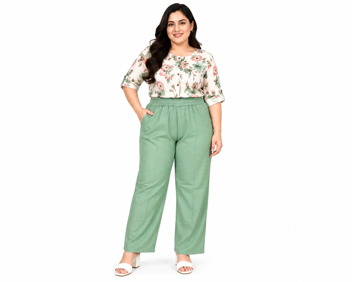 Premium Teal Straight-Leg Pant