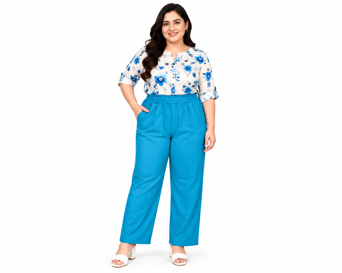 Premium Teal Straight-Leg Pant