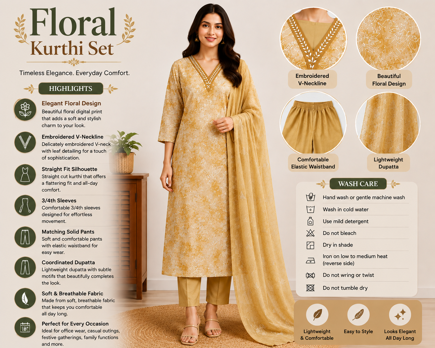 Floral Kurthi Set