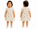 Honey Bee Print Muslin Dress for Baby Girls