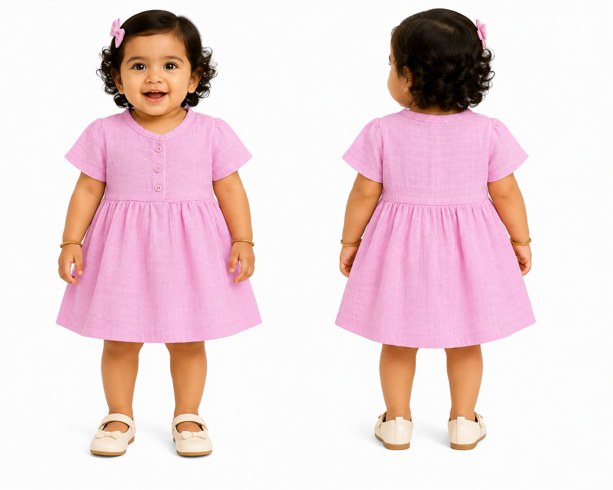 Pure Muslin Baby Girl Dress with Peter Pan Collar