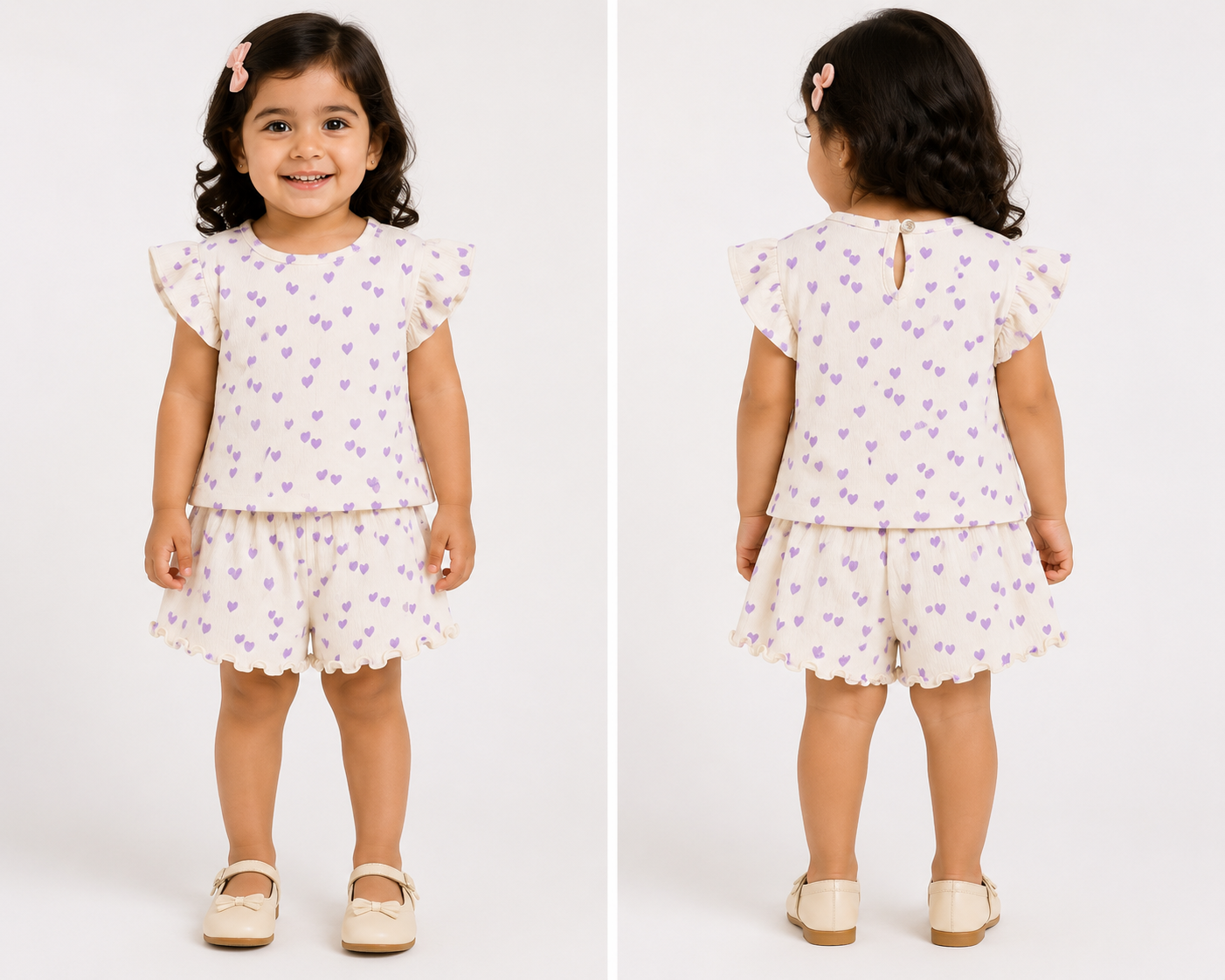 Girls Heart Print Co-Ord Set